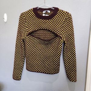 NWT ZARA checkered yellow sweater